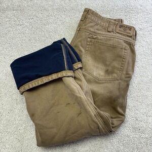 Duluth Trading Fleece Lined Pants Mens Size 38x33 Brown Workwear